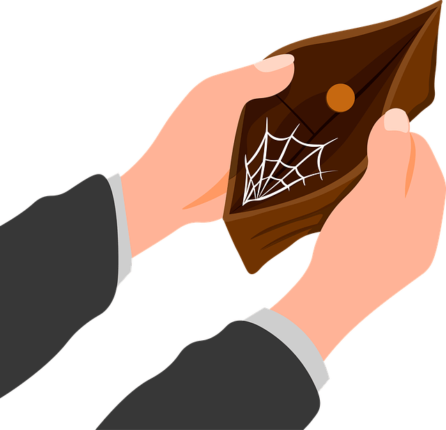 άδειο πορτοφόλι σκίτσο με ιστό αράχνης